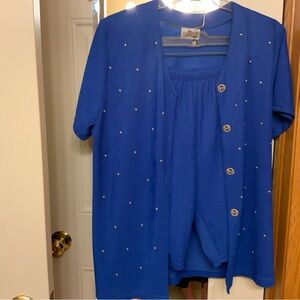 Blue Women's Shorts Set